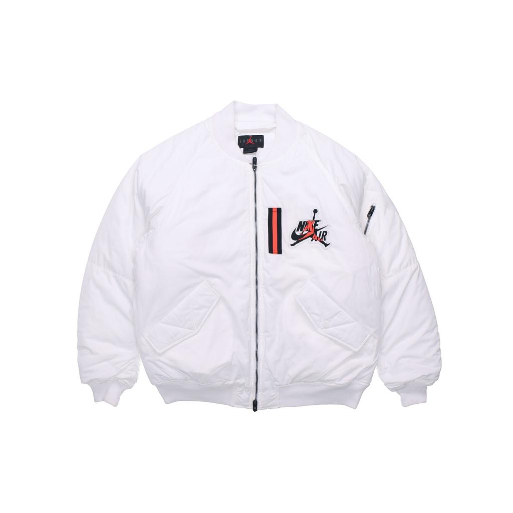 Jordan Jaqueta Masculina Wings MA-1 Estampa de Logo Quente Casual Manga Longa Gola Baseball Branco AV2599-100