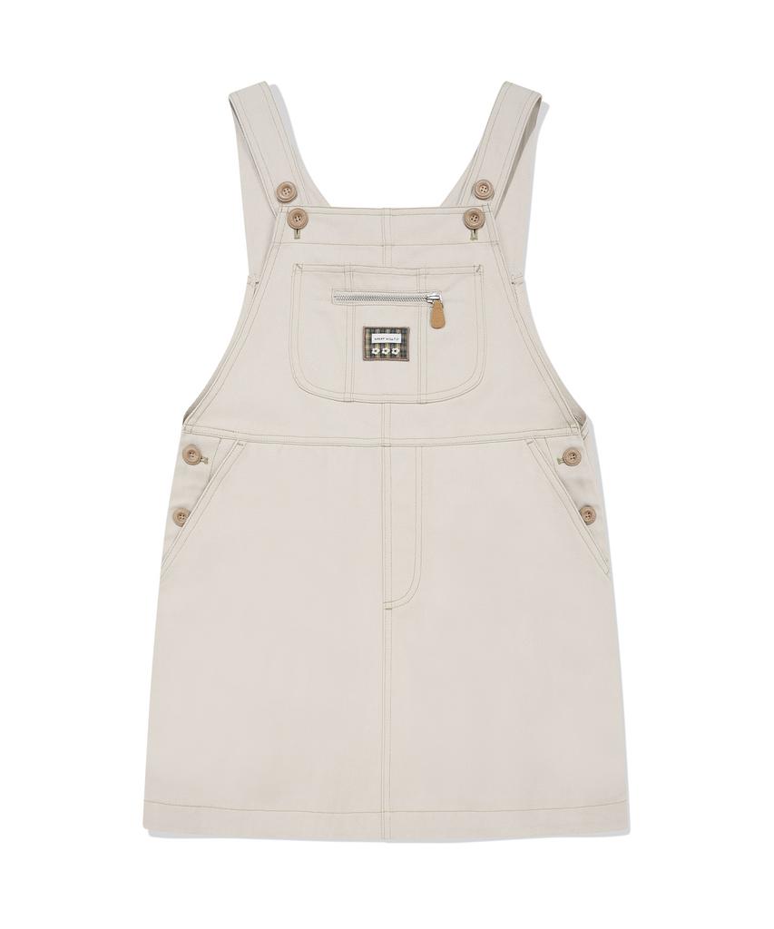 WACKY WILLY Women'S Check Lily Overall Dress Ecru