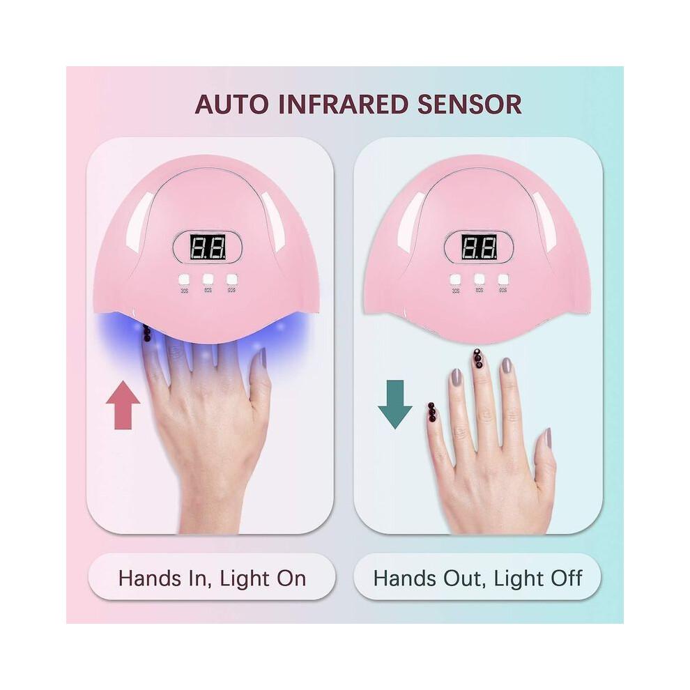 Uv Gel Nail Lamp 54w Uv Led Professional Automatic Nail Dryer Fast Drying 3 Timers Lcd Display For Semi Permanent Gel Polish Gel Nail Machine For All
