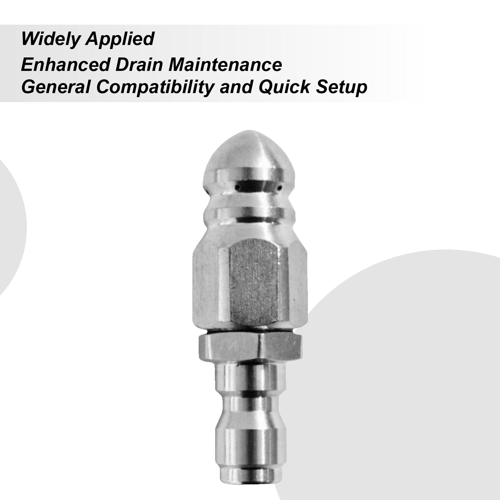 

High Pressure Sewer Nozzle High-Pressure Sewer Hose Cleaning Drain Nozzle 1/4 Inch Stainless Steel Unclogging Pipe Tool For China Mainland