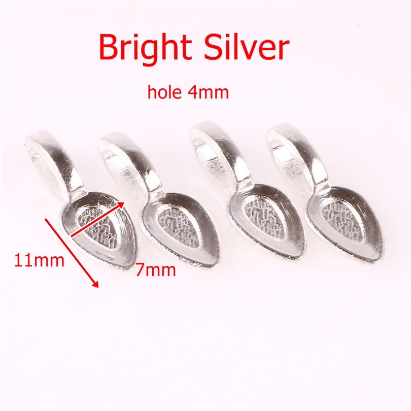 50PCS Tibetan Style Alloy Glue on Flat Pad Bails Water drops Rectangle Shape Pendants Charms Connector Hanger for Jewelry Making