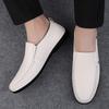 Men's Round Head, Shallow Mouth, First Layer Cowhide Men's Casual Shoes, Overalls, Doudou Shoes, Flat Heels, Formal Casual Men's Shoes