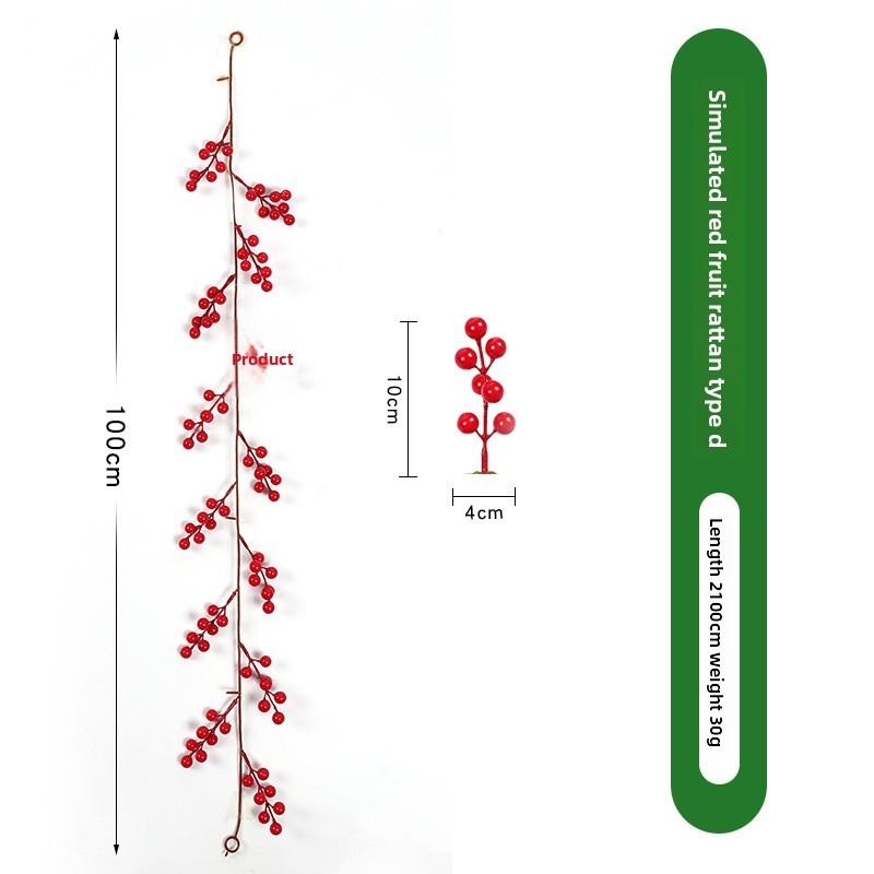 

Christmas Simulation Red Fruit Vine With Foam And Plastic Material For Fireplace Decoration Style 4