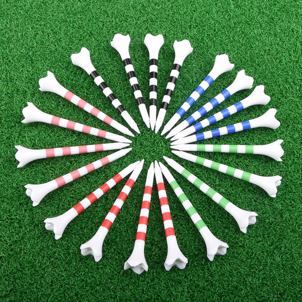 20er-Pack gestreifte 4-Zacken-Kunststoff-Golf-Tees