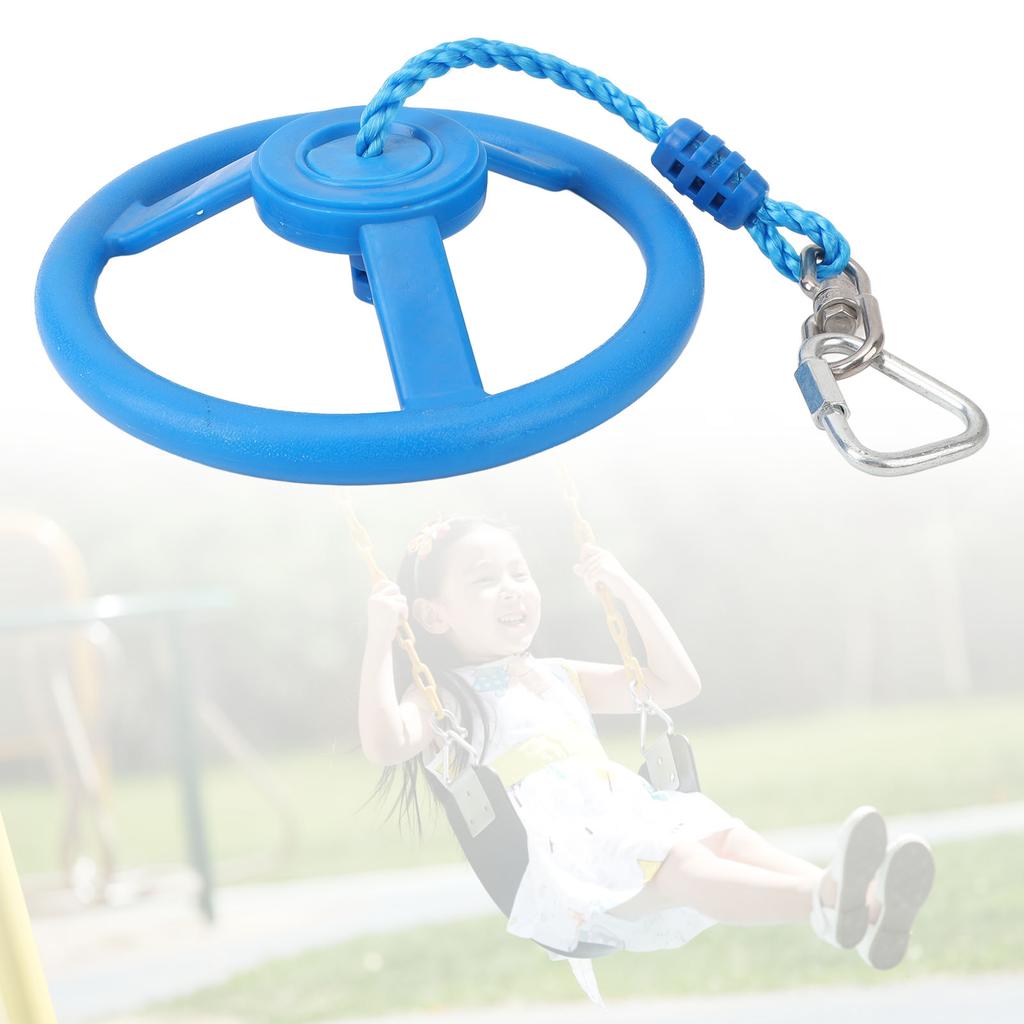 Kids Gym Rotating Wheel Portable Swing Monkey Wheel Set with Rope for Outdoor Indoor Park Blue