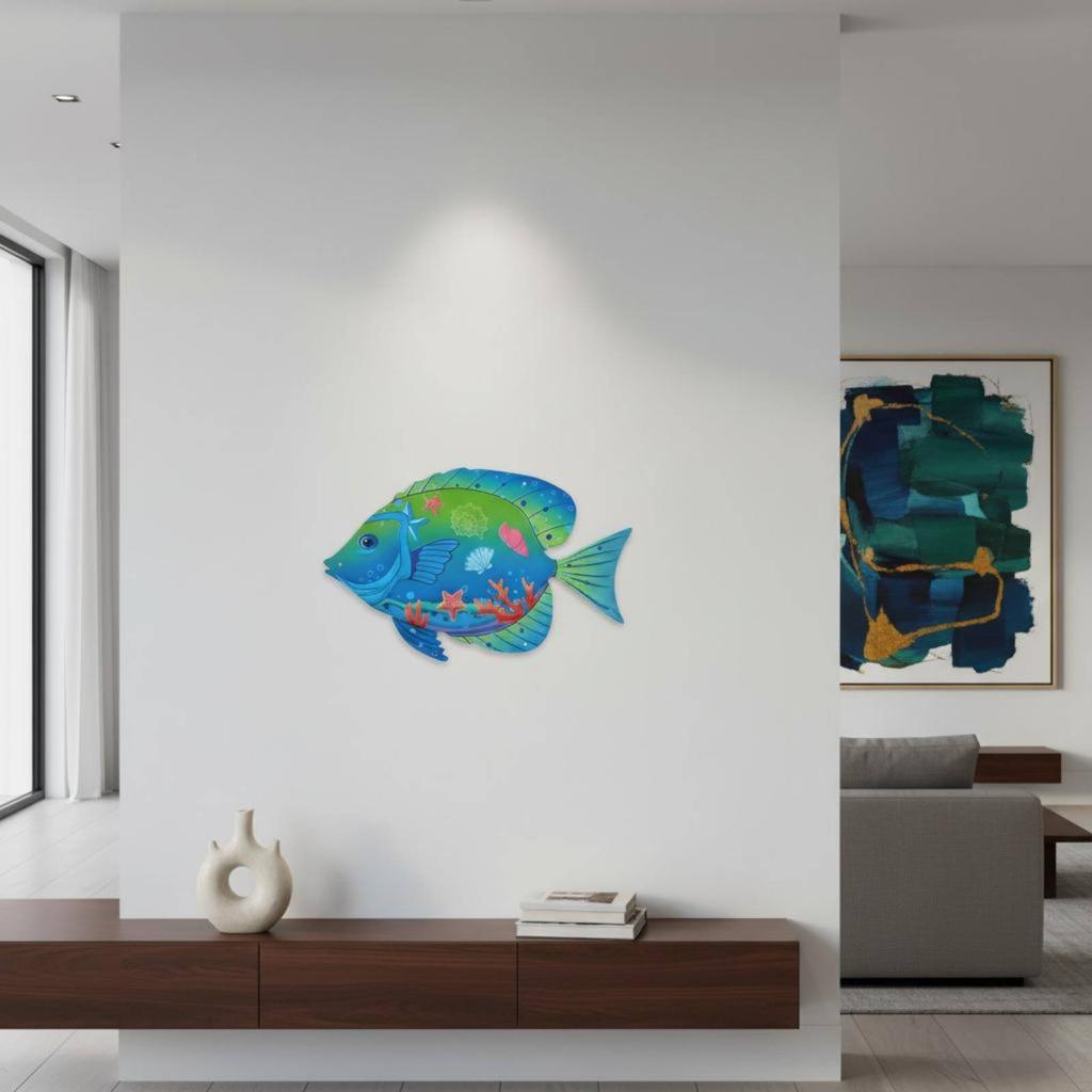 4 Pieces Metal Marine Creature Wall Art Lightweight Colorful Marine Creature Wall Decor Set Nautical Hanging Decoration