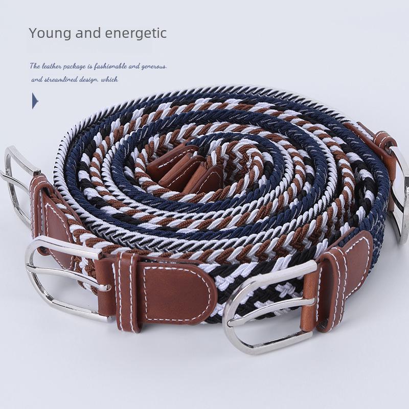 Handwoven Cross-Border Fashion Belt with Pin Buckle – Versatile Twill Men's & Women's Wide Elastic Waist Belt