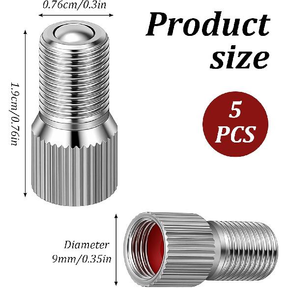 5 PCS Valve Stem Extensions, Screw-On Schrader Tire Valve Extender Adapter for Car Truck Motorcycle Bike (19mm, Universal)