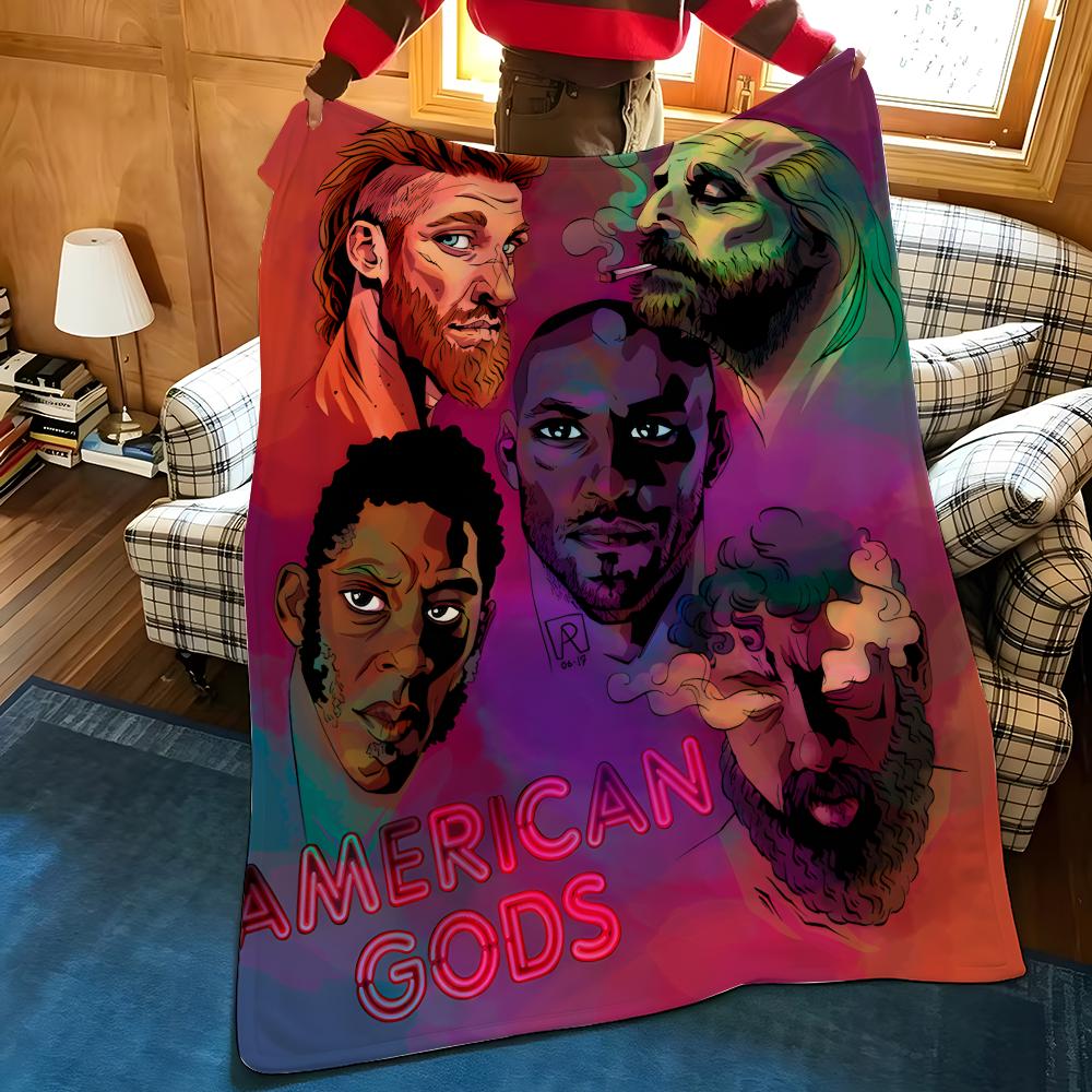 Novel A-American G-Gods Throw Flannel Cozy Print Blanket, Portable, Durable Machine Washable Cute Cool