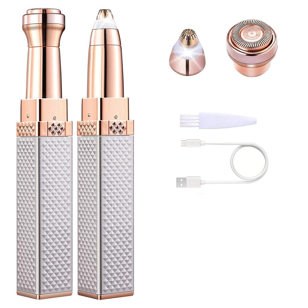 2-in-1 Women's Electric Eyebrow Trimmer USB Charging Portable Epilator Bikini Painless Razor Female Body Facial Eyebrow Trimmer