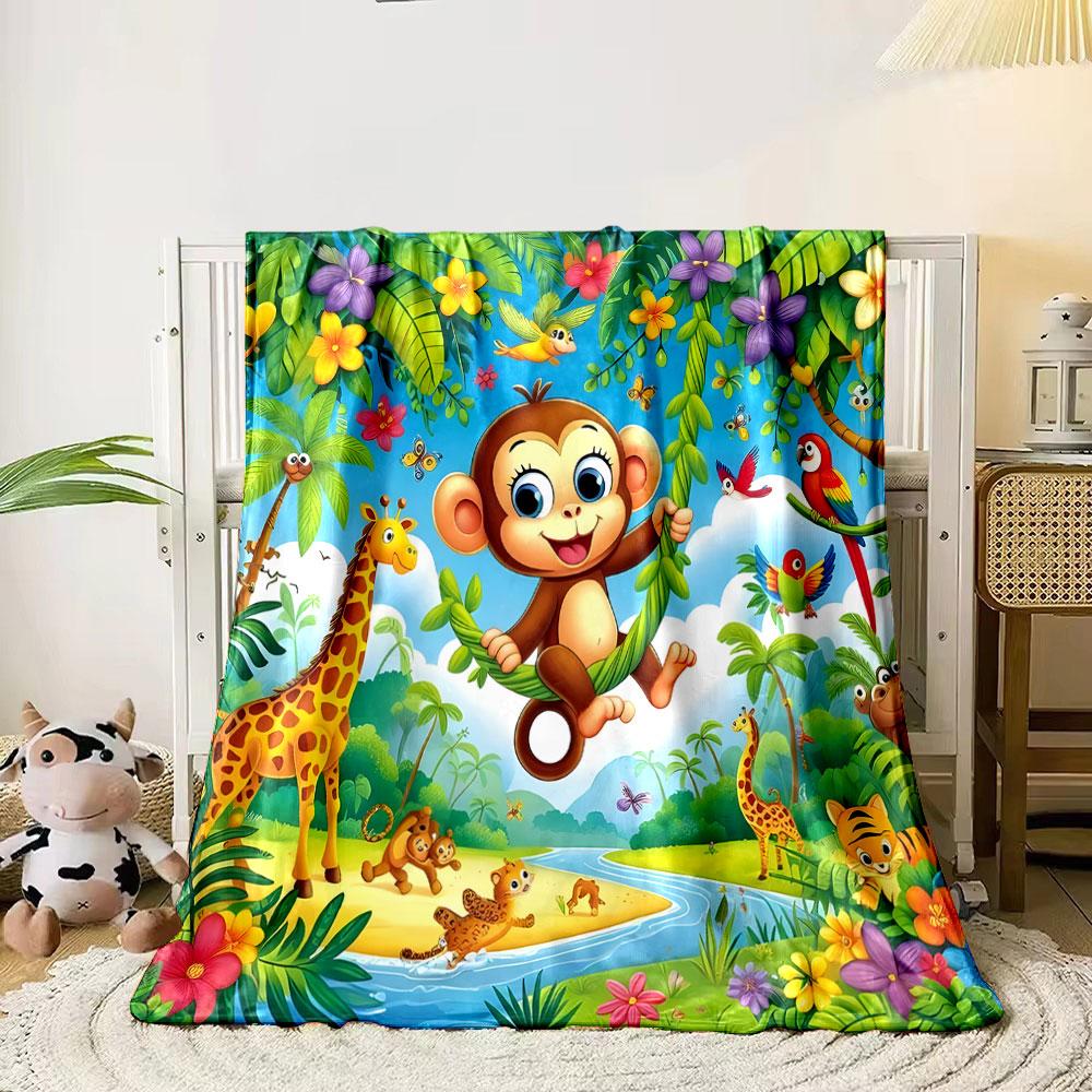 Jungle Adventure with Animals print blanket soft and cozy perfect for the living room bed sofa or a nap,gift
