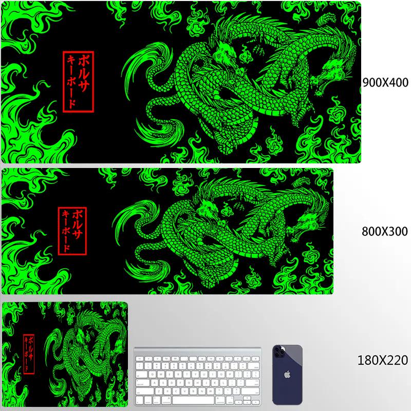 Red Dragon Mousepad Gamer Mouse Pad Light Gaming Room Accessories Desk Mat Japan Art Nonslip Keyboard Mats Company Xxl Mausepad