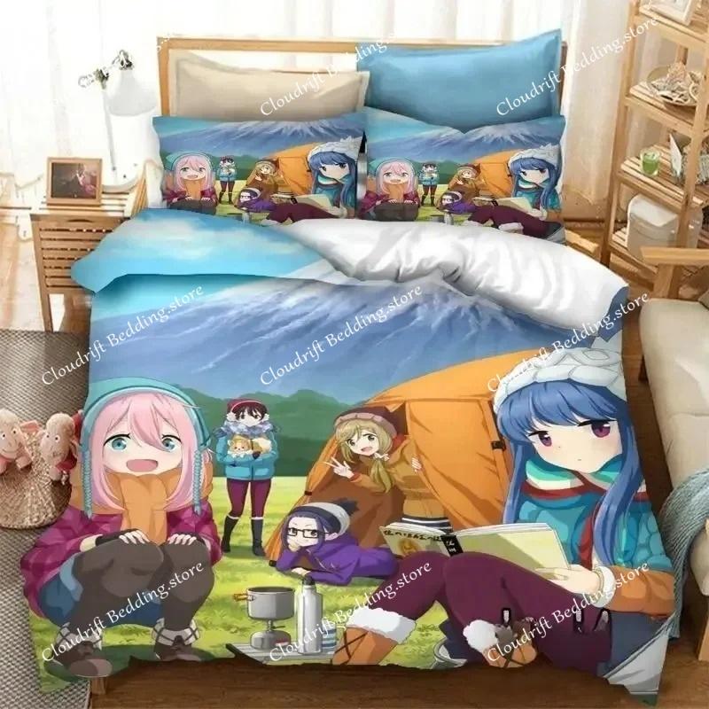 New 3D Print Anime Yuru Camp Bedding Set Duvet Covers Pillowcases Comforter Bedding Sets Bedclothes Bed Home Textiles