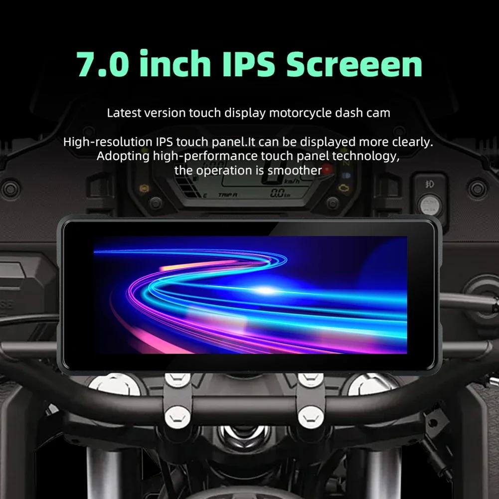 7.0'' IPS Wireless Motorcycle CarPlay Navigation Android Auto Airplay Motorcycle Wireless Helmet Screen DVR with Dual Bluetooth