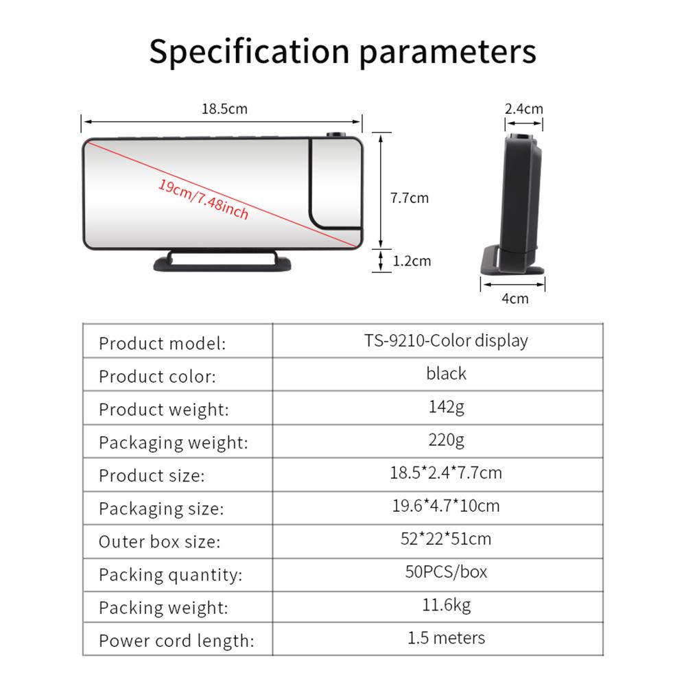 Projection Alarm Clock Digital Mirror Clocks with 180 degrees Rotatable Projector RGB Color Digital LED Display 6 Display Brightness Dual Alarm