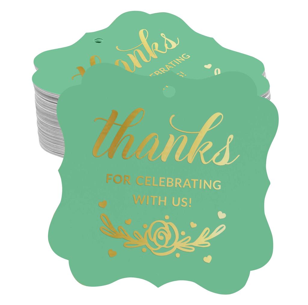 Inkdotpot Real Gold Foil Thanks For Celebrating With Us Bridal Shower-Baby Shower-Retirement-Wedding-Birthday Tags