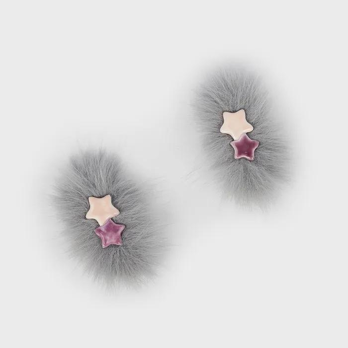 Fur Hair Pin (grey)