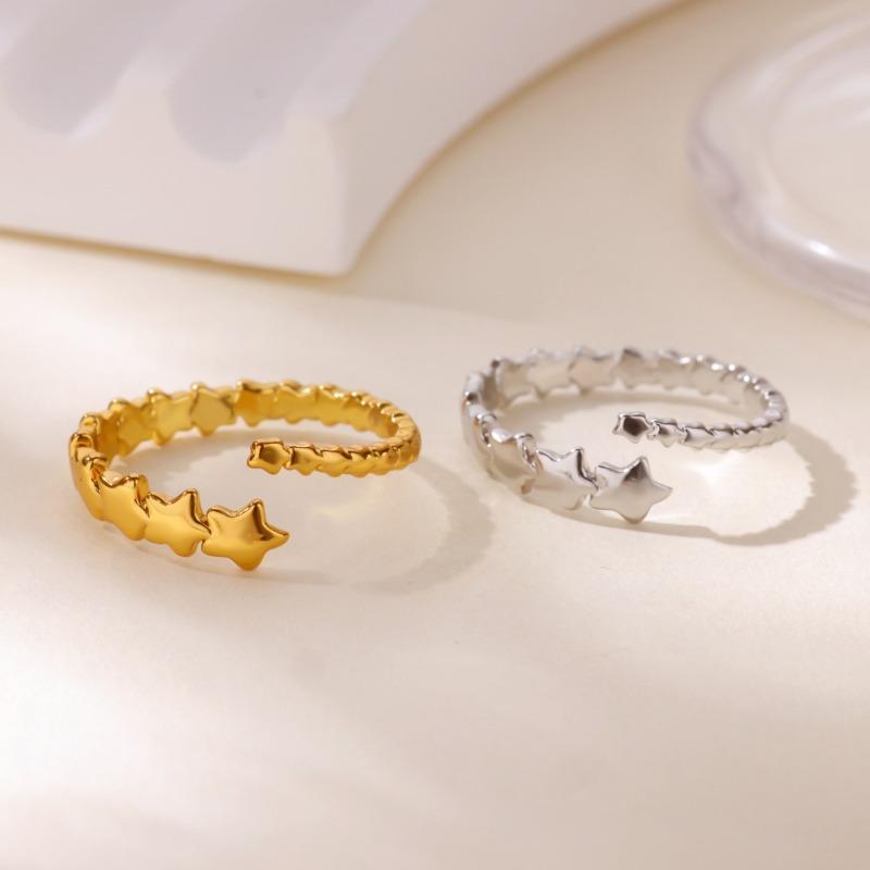 Pentagram Star Stacked Gold-plated Ring Ring Women's Niche Personality Wear Tail Ring Jewelry