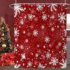 Pink Christmas Shower Curtain, Xmas Cartoon Cute Gingerbread Man House Snowflake Winter New Holiday Bathroom Curtain Waterproof