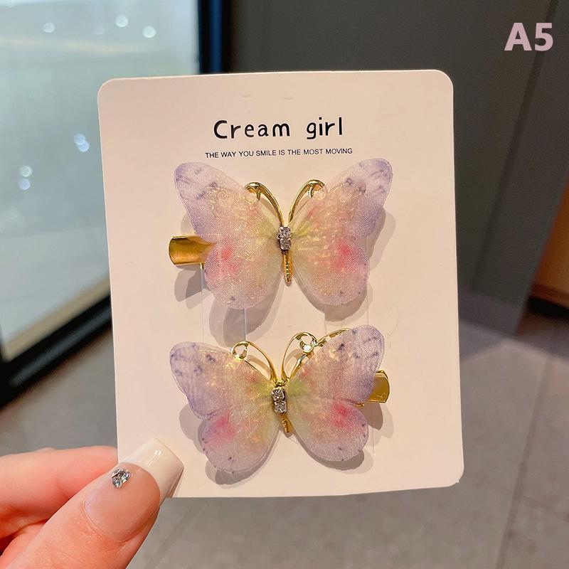 1Pair Fashion Temperament Butterfly Baby Girls Hairpins Cute All-Match Bangs Hair Clips Kids Headwear Children Hair Accessories