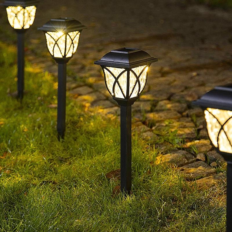 4PCS LED Solar Lawn Lights Outdoor IP44 Waterproof Garden Lamp for Walkway Path Villa Yard Driveway Landscape Decor Lighting