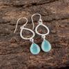 Aqua Chalcedony Gemstone 925 Sterling Silver Jewelry Handmade Earrings 1.90" EE-16-15