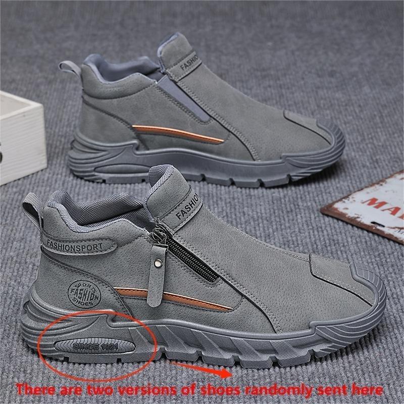 Men's Four Seasons Non Slip Zipper Closed Hiking Sneakers, Fashionable and Versatile Low Cut Mountaineering Outdoor Casual Shoes