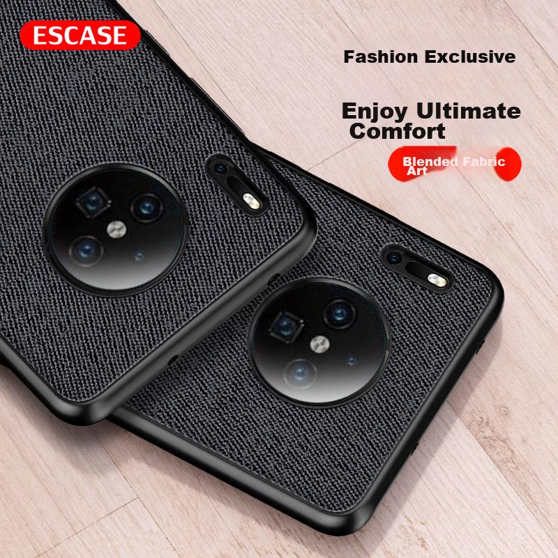 ESCASE Huawei Mate30 Phone Case, Mate30 4G/5G Protective Cover, Creative Full Edge Protection Shockproof Leather Back Case, ES-19 Deep Black