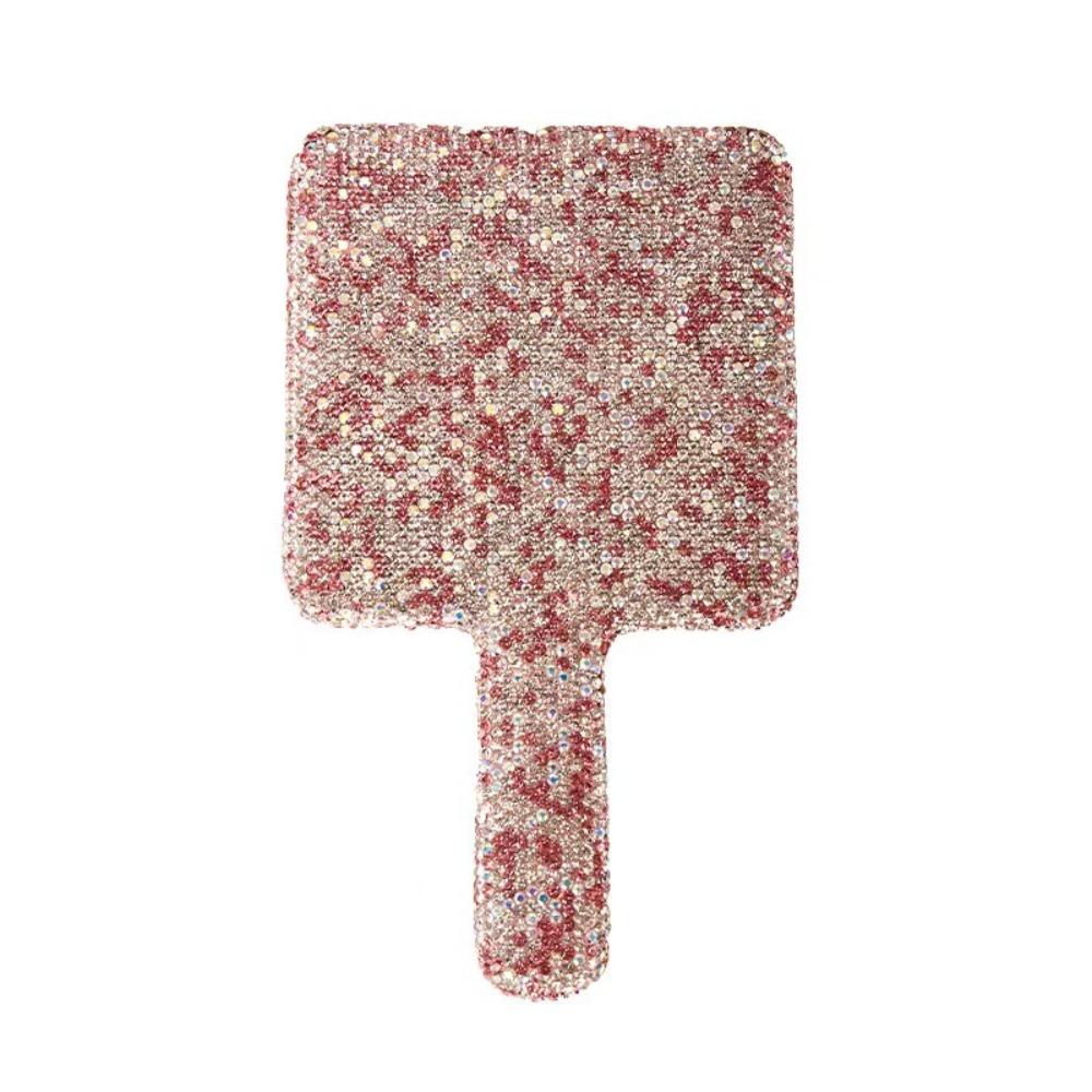 

Квадратное/Круглое Зеркало Сердце Любви Стразы Ручное Косметическое Зеркало Милое Ручное Зеркало для Макияжа Девушка Pink-Square