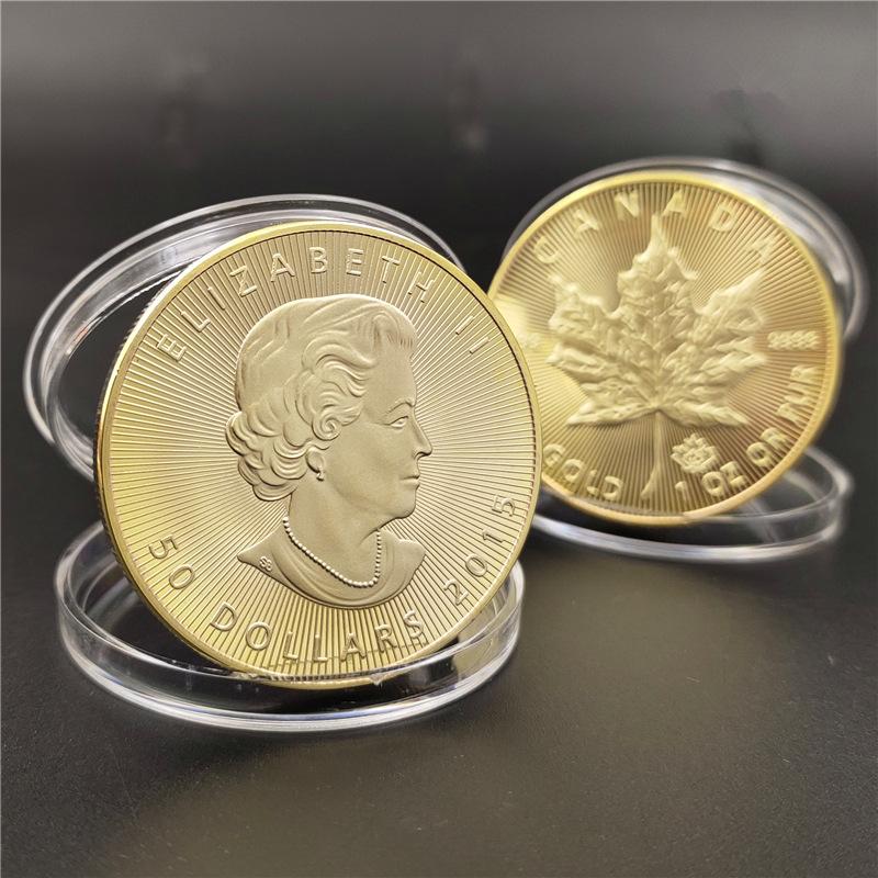 Canadian Maple Leaf Commemorative Coin, 2024 Silver Plated Foreign Commemorative Coin, Maple Leaf Silver Coin, Foreign Trade Crafts