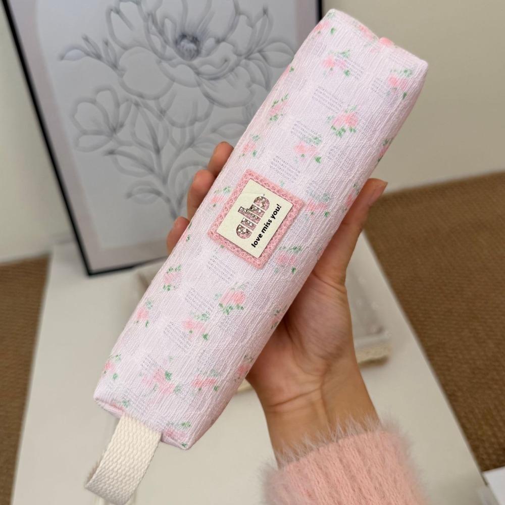 Korean Style Small Flower Print Pencil Case Large Capacity Pencil Pouch Pen Box Home Use