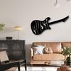 Modern Metal Guitar Wall Art Sculpture, Rock Star Musician Decor, Home Music Studio Decoration, Unique Gift for Music Lover, Black