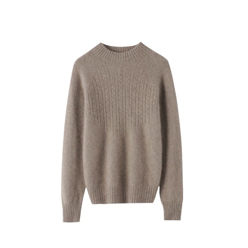 Thickened Half-high Neck Sweater for Women In Autumn and Winter New Skin-friendly and Warm Twisted Flower Cashmere Knitted Sweater Base Shirt