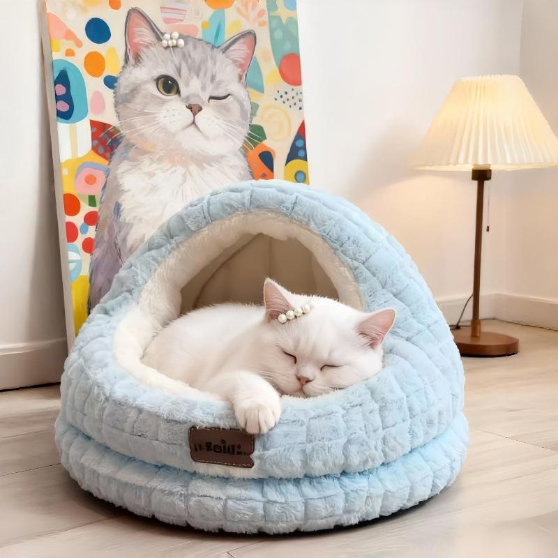 

Cozy Winter Pet Nest: Semi-Closed, Thick, and Warm for Dogs and Cats 58*52cm Skin-friendly Fabric