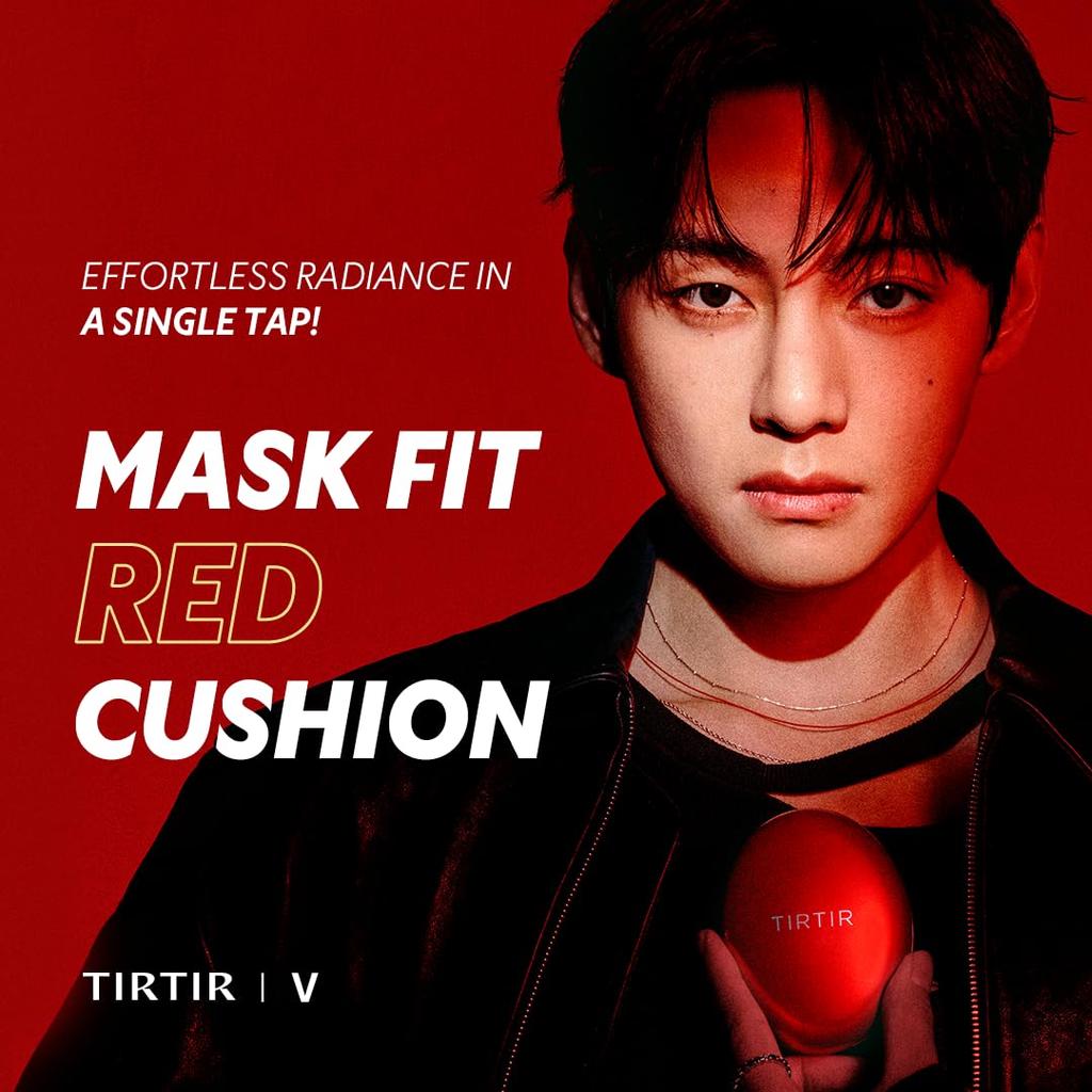 TIRTIR Mask Fit Red Cushion Foundation, Full coverage, Skin fit, Satin Glow Finish, Korean Cushion Foundation #10C SHELL, 4.5g