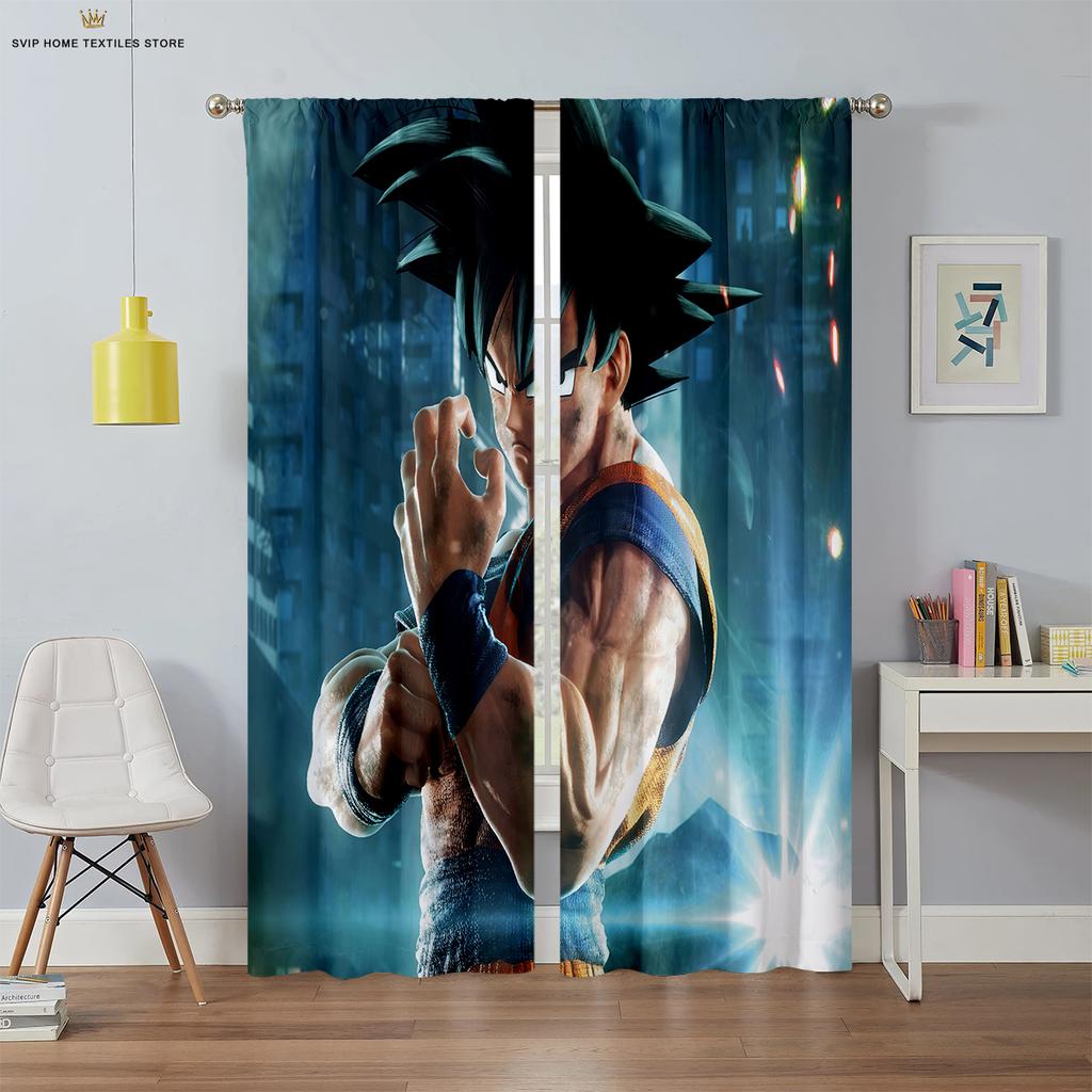 Anime Cartoon Bedruckte Vorhänge, Polyesterfaser Stangentaschenvorhänge, Kinderzimmer, Wohnheim Dekorative Vorhänge, Maschinenwaschbar,