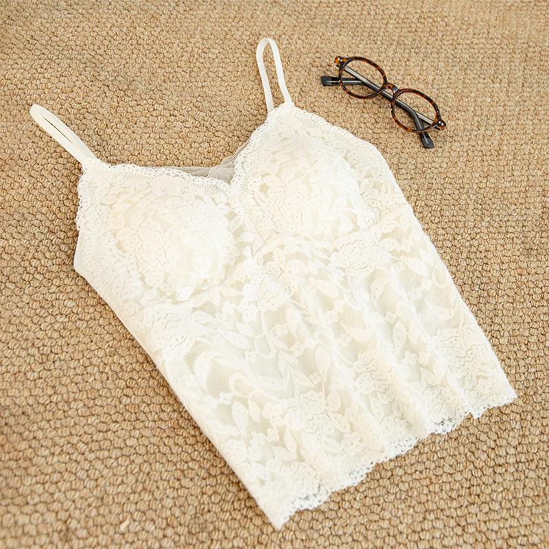 Ärmelloses Spitzentop für Damen V-Ausschnitt Elegantes Camisole-Westchen Schmal geschnitten Unterzieh-Tanktop