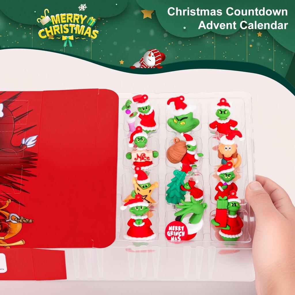 24PC Christmas Advent Calendar With 24 Little Doors Surprise Gift Home Decor