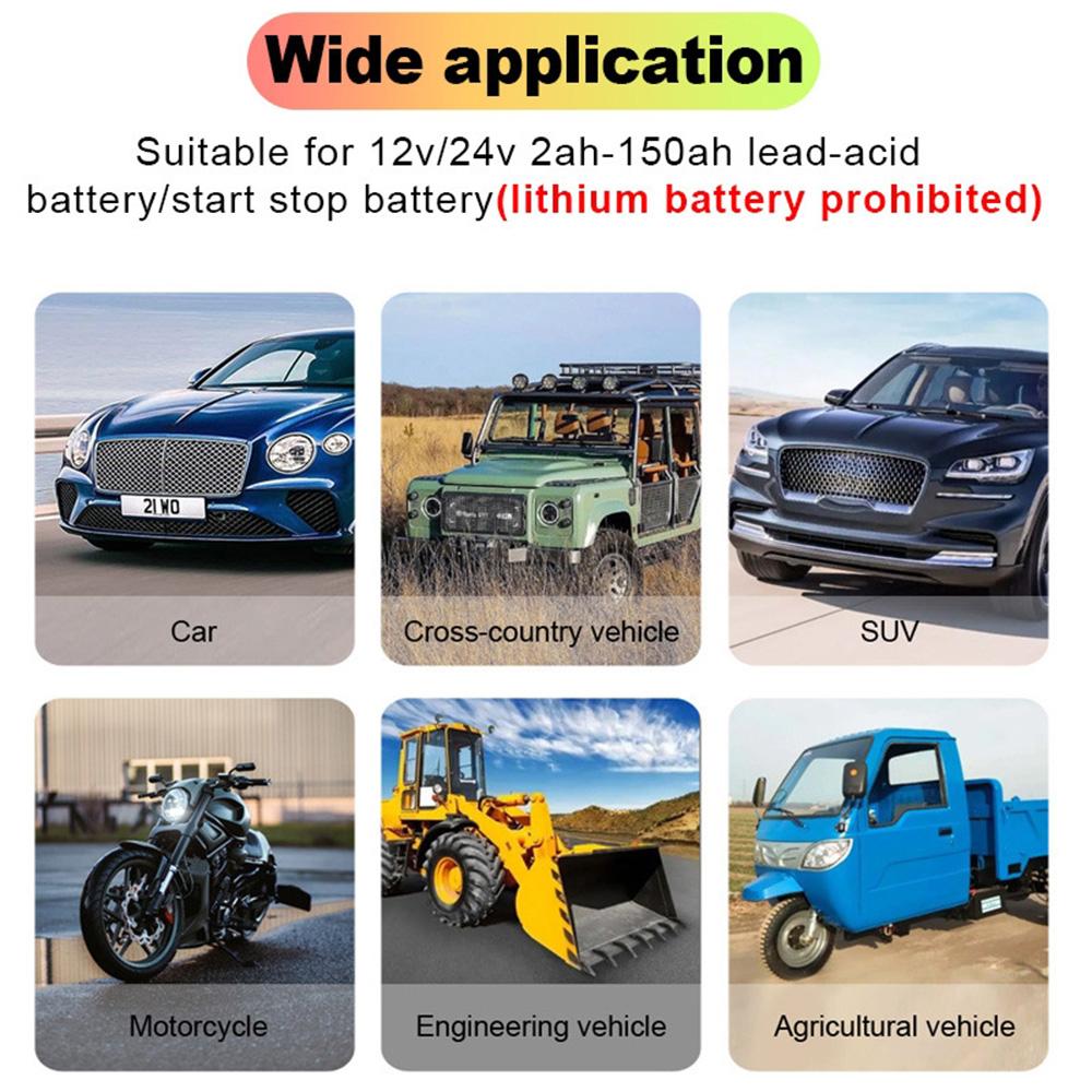 Car Battery Charger 12V 6A Fully Automatic Smart Charger LCD Display Smart Fast Charger for Car Motorcycle
