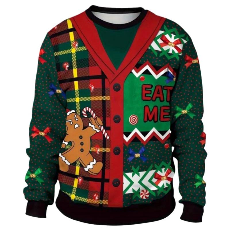 Funny Christmas Sweater Men Women Pullover Xmas Sweatshirt Ugly Graphic Y2k Sweatshirts for Holiday Party Loose Men's Clothing