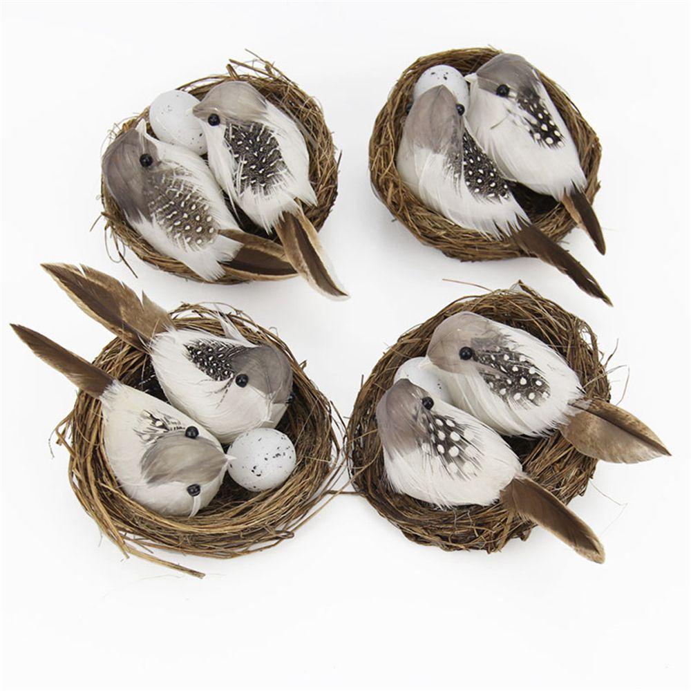 Ornaments Craft Vine Handmade Nature Birds Egg Realistic Feathered Artificial Craft Birds Bird Nest