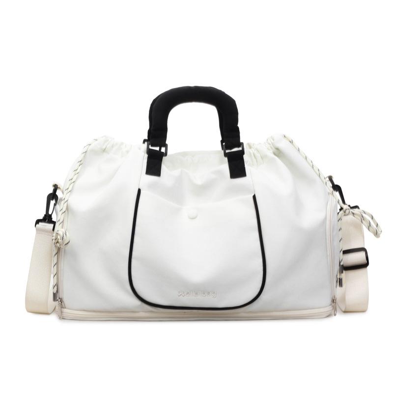 

New casual fashion fitness bag large capacity travel bag expandable shoulder messenger bag independent shoe compartment handbag белый