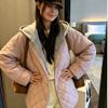 Jing new women's clothing European and American style autumn and winter new fashion quilting line rhombus hooded cotton jacket fashion