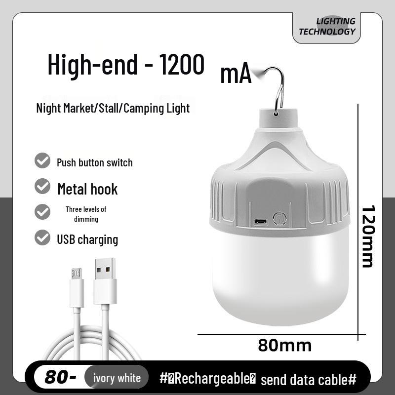 USB Rechargeable LED Emergency & Camping Light: Wireless, Energy-Saving Bulb for Outdoor Markets & Street Stalls