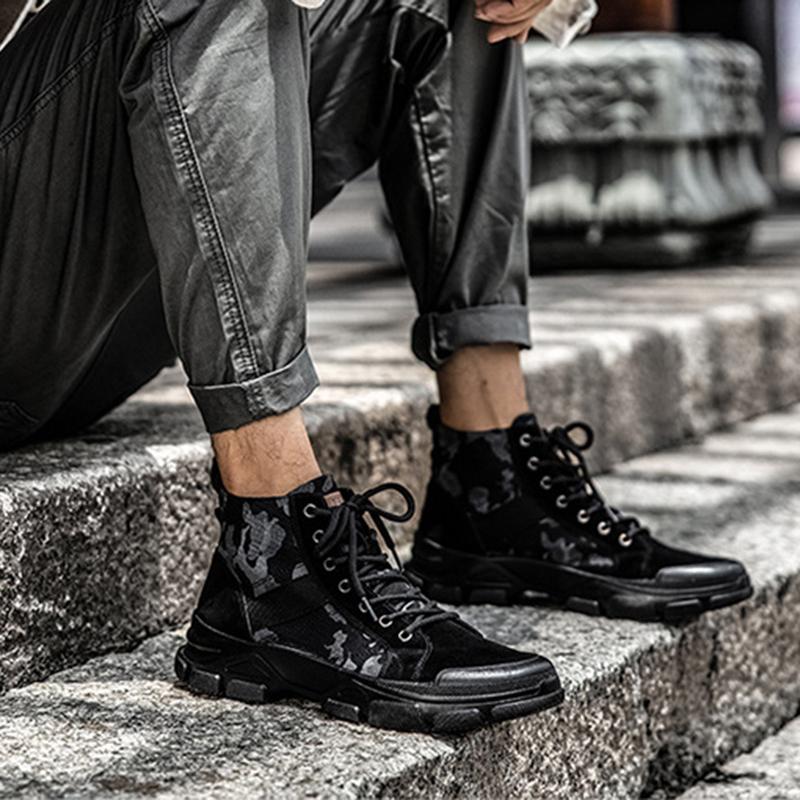 Fashion Men Boots  Boots Lace Up Outdoor Hiking Shoes Light Non-slip Mens Platform Desert Ankle Boots