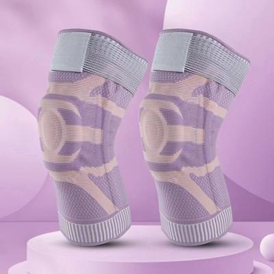 Genouillères à Sangle Sportive Extérieur Tricotées Ménisque Gaine en Silicone Course à Pied Support à Ressort en Nylon Genouillères