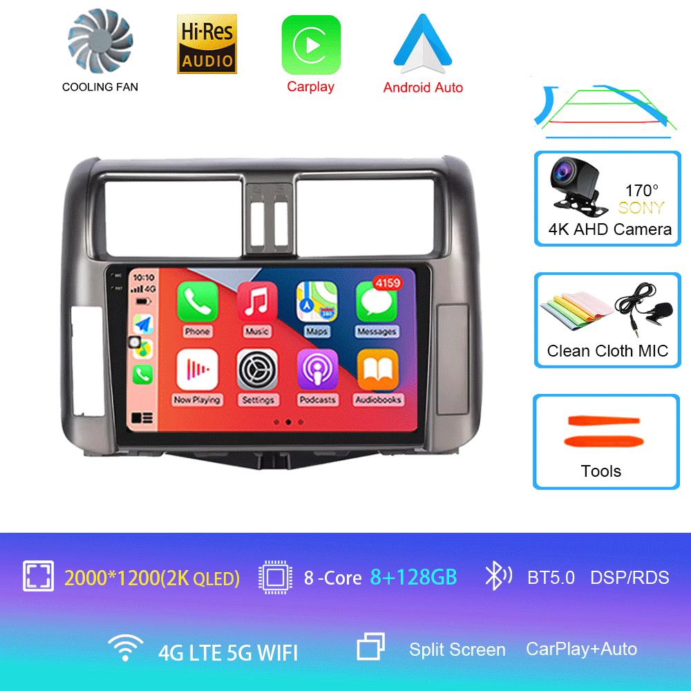 For Toyota Prado 2010-2013 Android 14 2din Car Radio Carplay Auto Stereo Radio GPS Navigation 4G WIFI DSP