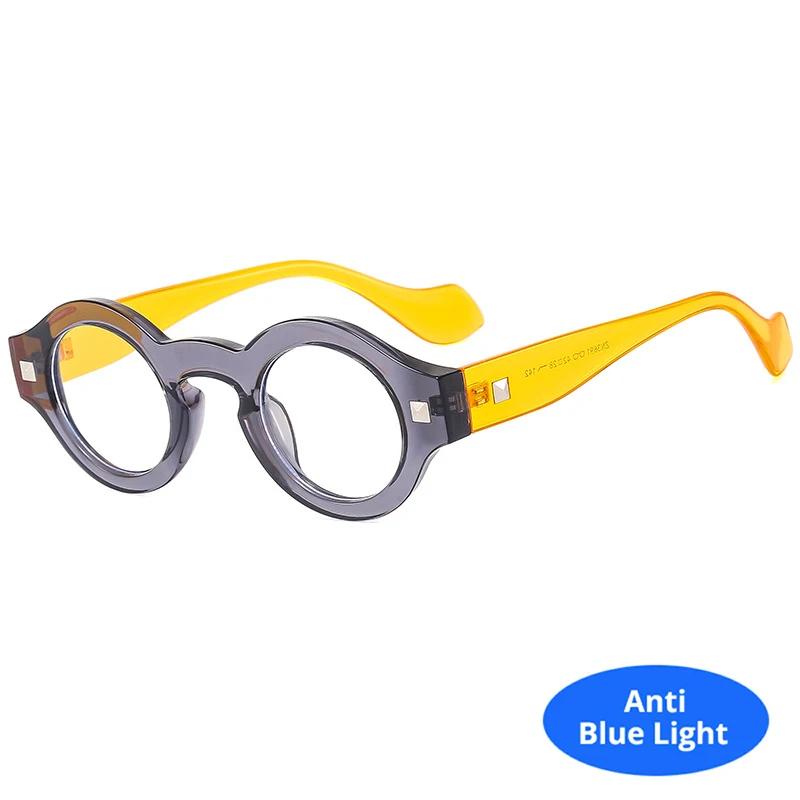 Vintage Rivet Small Round Sunglasses Women Men Metal Hinge Glasses Frame Grey Transparent Shades Outdoor Eyewear Lentes