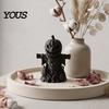 Solid PLA Sculpture 3D Printed Pumpkin Scarecrow Figurine, Matte Black Halloween Tabletop Small Resin Decoration Decor for Shelf Window Office, Spooky