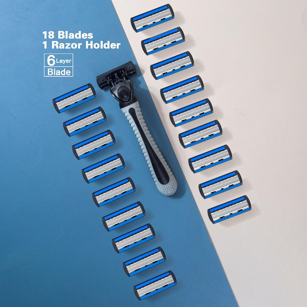 1 Handle + 18 Blades/ Men And Women Body Hair Bikini Safety Razor Blade Female Hair Removal Shaving Shaver Replacement Heads
